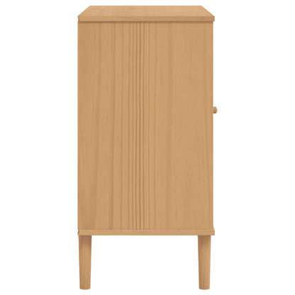 Sideboard "SENJA" Rattan Look Brown 80x40x80 cm Solid Wood Pine