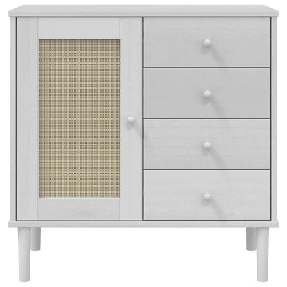 Sideboard "SENJA" Rattan Look White 80x40x80 cm Solid Wood Pine
