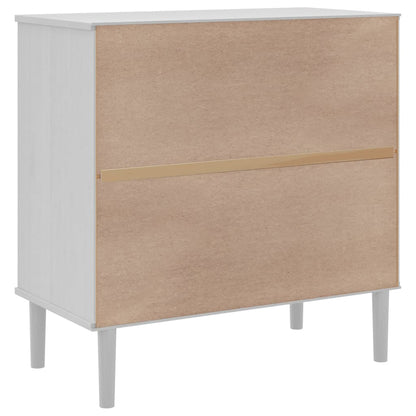 Sideboard "SENJA" Rattan Look White 80x40x80 cm Solid Wood Pine