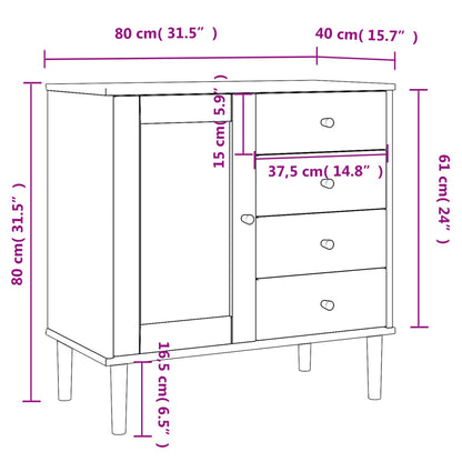 Sideboard "SENJA" Rattan Look White 80x40x80 cm Solid Wood Pine