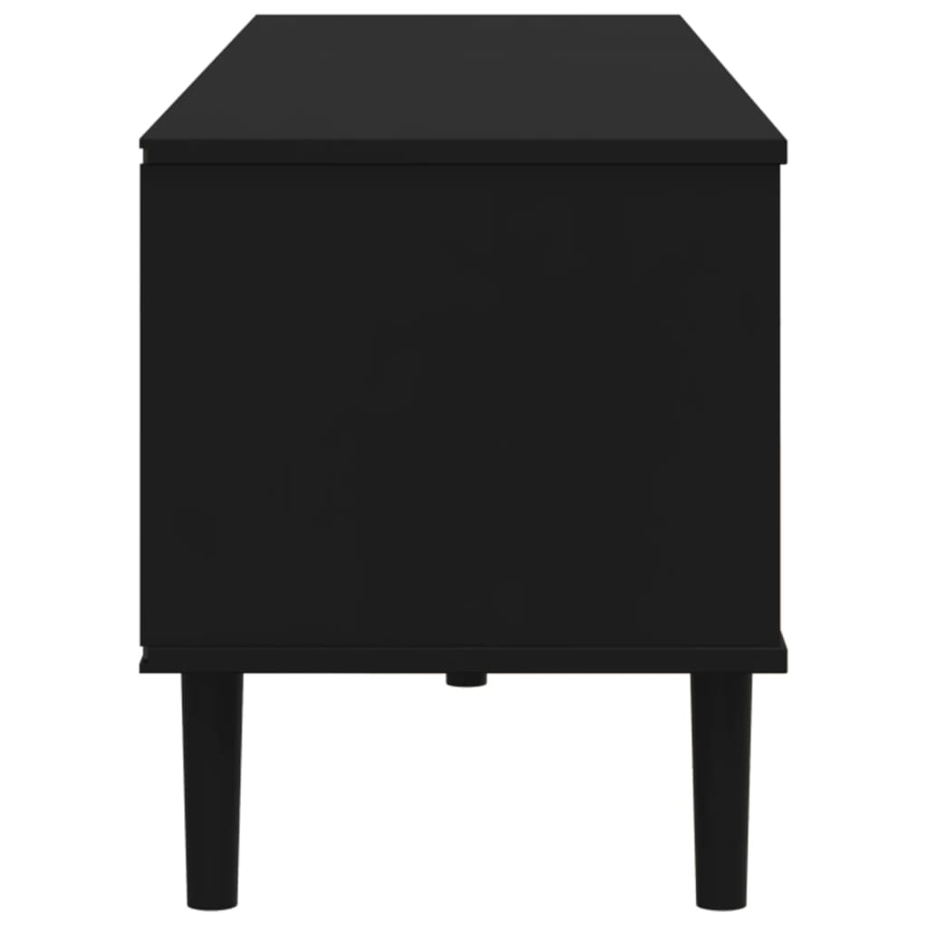 TV Cabinet "SENJA" Rattan Look Black 158x40x49cm Solid Wood Pine