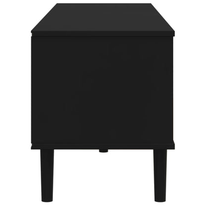 TV Cabinet "SENJA" Rattan Look Black 158x40x49cm Solid Wood Pine