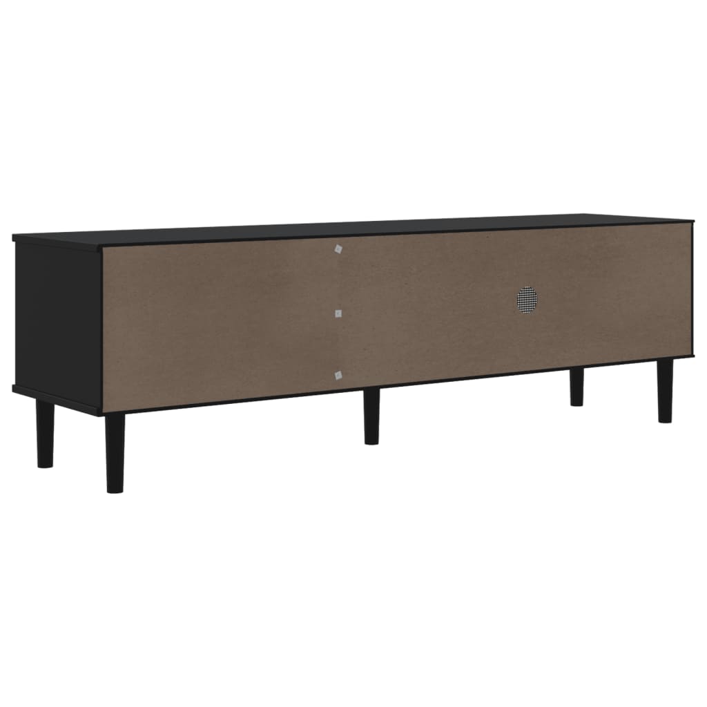 TV Cabinet "SENJA" Rattan Look Black 158x40x49cm Solid Wood Pine