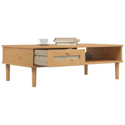 Coffee Table SENJA Rattan Look Brown 100x55x33 cm Solid Wood