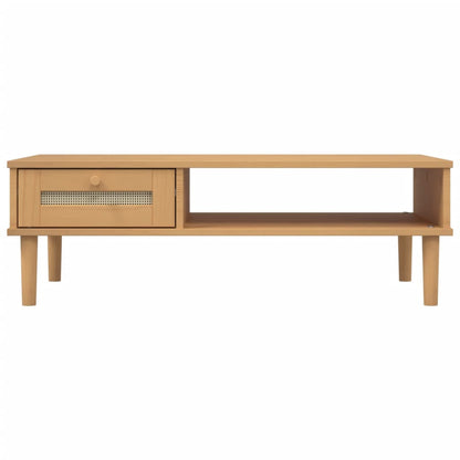 Coffee Table SENJA Rattan Look Brown 100x55x33 cm Solid Wood