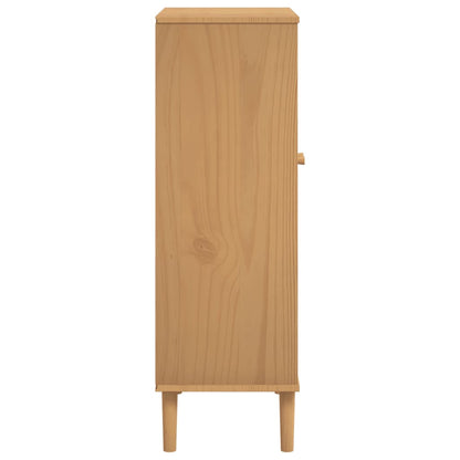 Shoe Cabinet SENJA Rattan Look Brown 59.5x35x107 cm Solid Wood