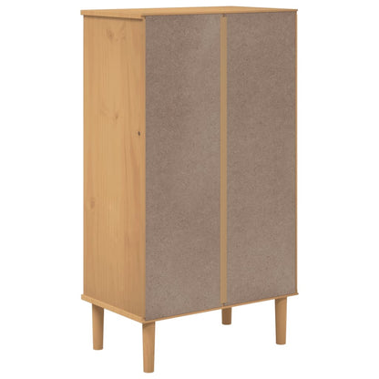 Shoe Cabinet SENJA Rattan Look Brown 59.5x35x107 cm Solid Wood