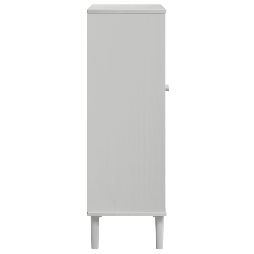 Shoe Cabinet SENJA Rattan Look White 59.5x35x107 cm Solid Wood