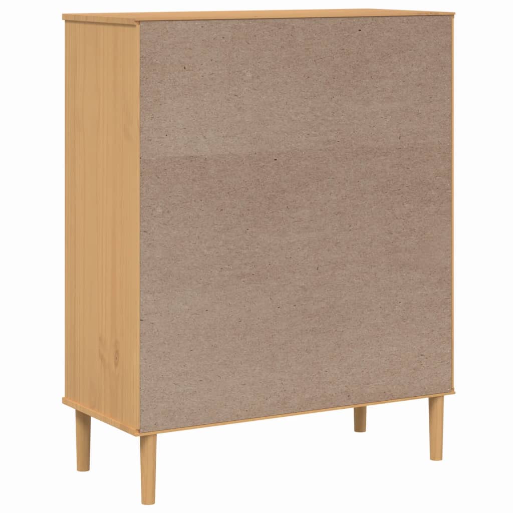 Highboard "SENJA" Rattan Look Brown 90x40x112cm Solid Wood Pine
