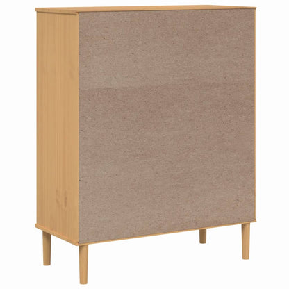 Highboard "SENJA" Rattan Look Brown 90x40x112cm Solid Wood Pine
