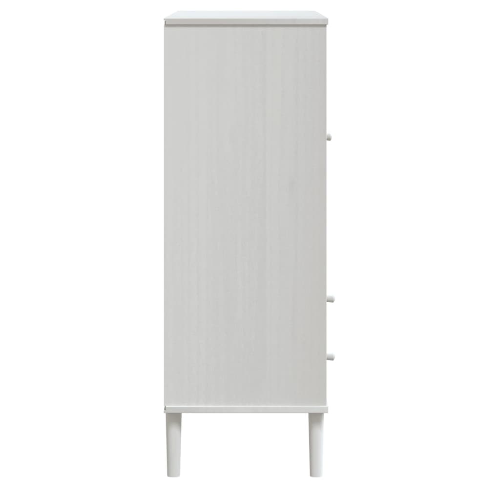 Highboard "SENJA" Rattan Look White 90x40x112cm Solid Wood Pine