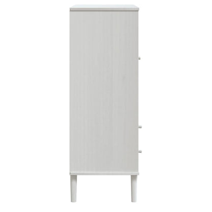 Highboard "SENJA" Rattan Look White 90x40x112cm Solid Wood Pine