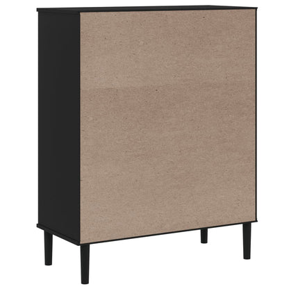 Highboard "SENJA" Rattan Look Black 90x40x112cm Solid Wood Pine