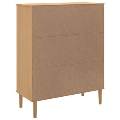 Highboard SENJA Rattan Look Brown 90x40x112 cm Solid Wood Pine
