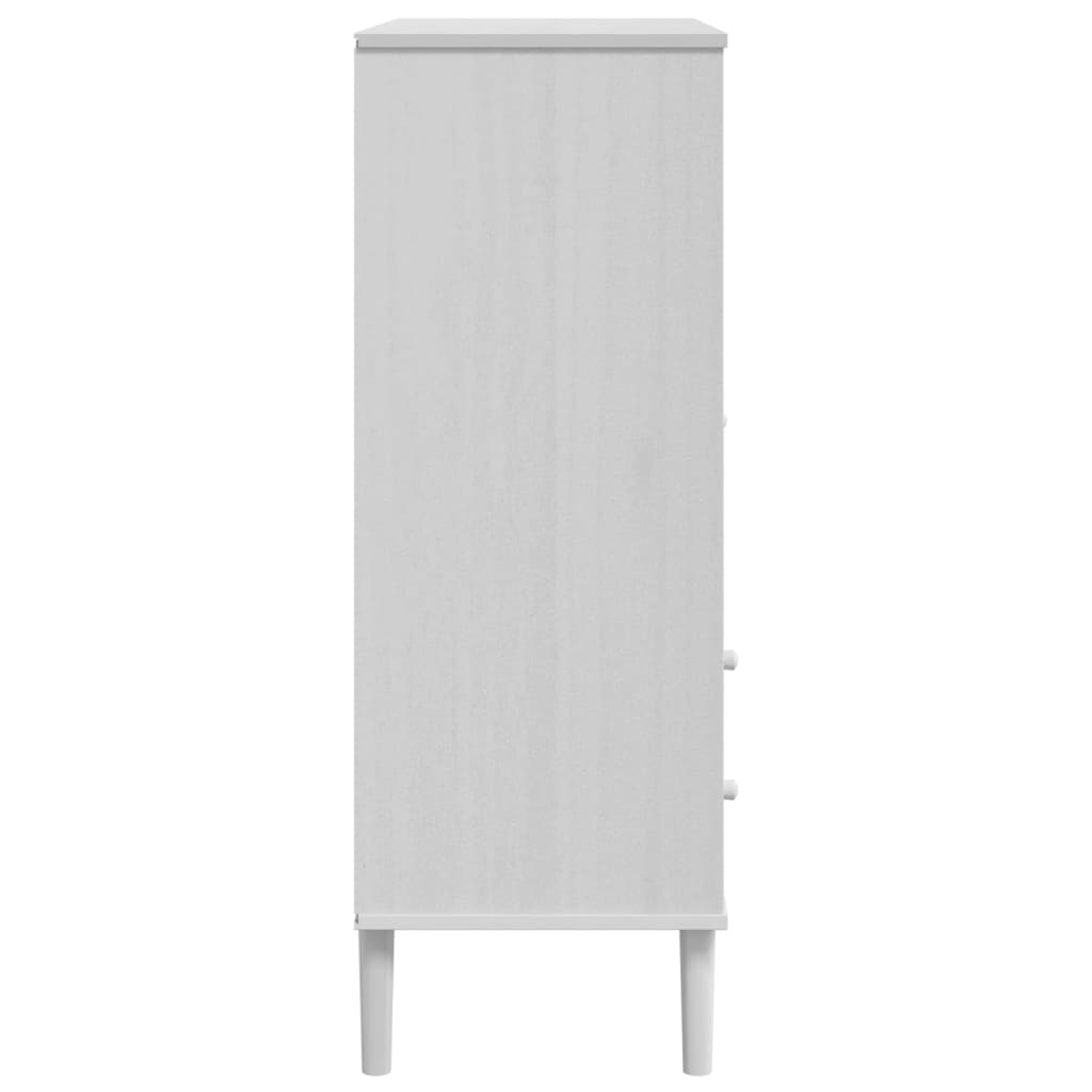 Highboard "SENJA" Rattan Look White 90x40x112 cm Solid Wood Pine