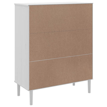 Highboard "SENJA" Rattan Look White 90x40x112 cm Solid Wood Pine