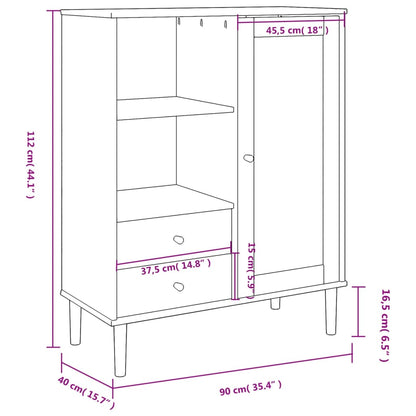 Highboard "SENJA" Rattan Look Black 90x40x112 cm Solid Wood Pine
