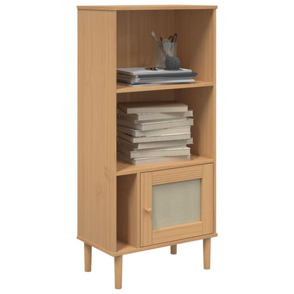Bookcase SENJA Rattan Look Brown 60x35x130 cm Solid Wood Pine
