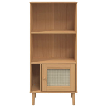 Bookcase SENJA Rattan Look Brown 60x35x130 cm Solid Wood Pine