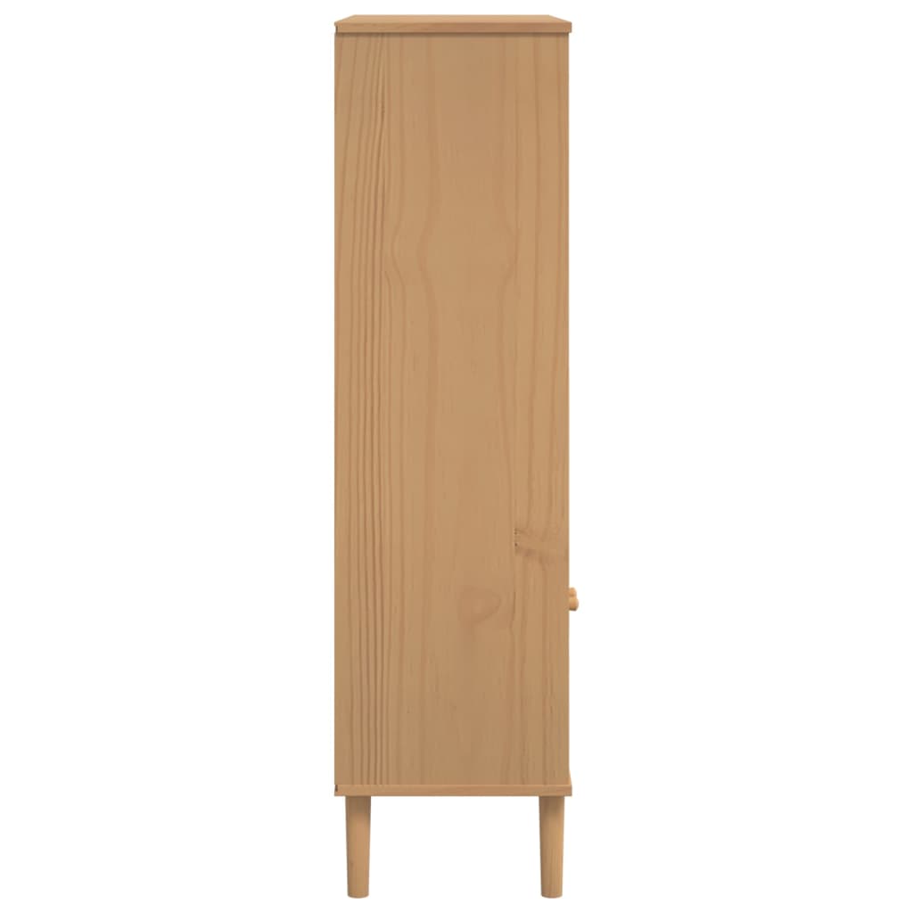Bookcase "SENJA" Rattan Look Brown 90x35x130 cm Solid Wood Pine