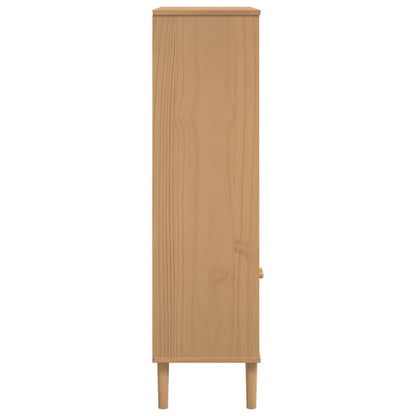 Bookcase "SENJA" Rattan Look Brown 90x35x130 cm Solid Wood Pine