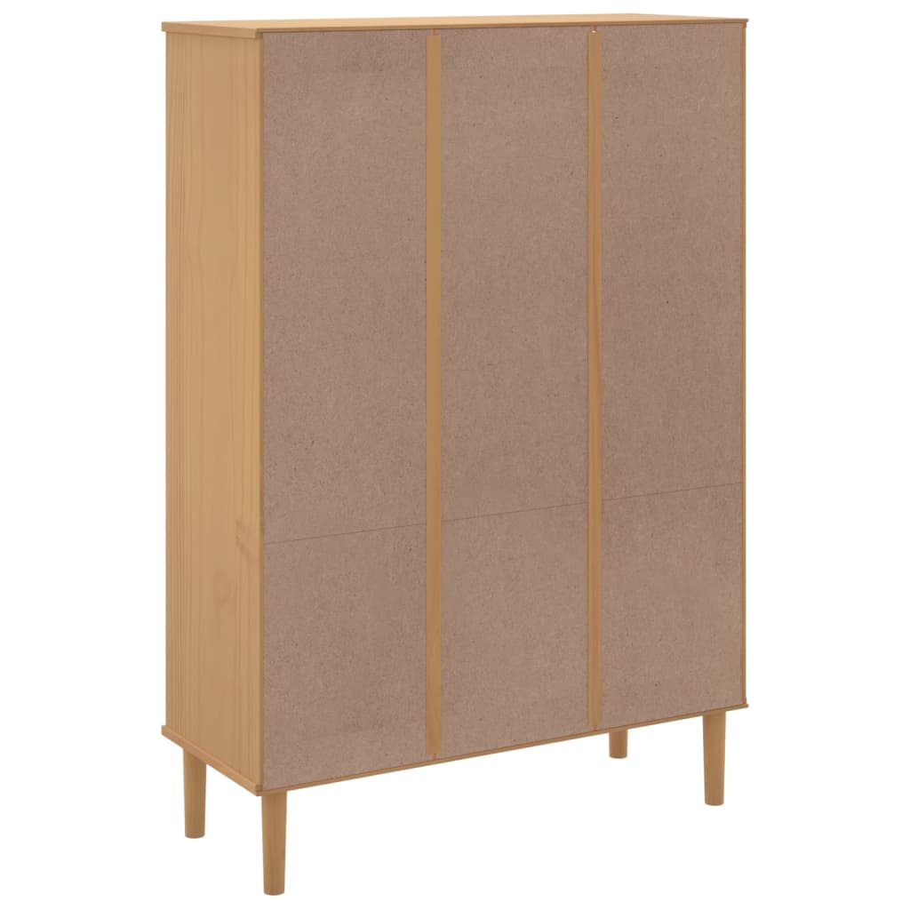 Bookcase "SENJA" Rattan Look Brown 90x35x130 cm Solid Wood Pine