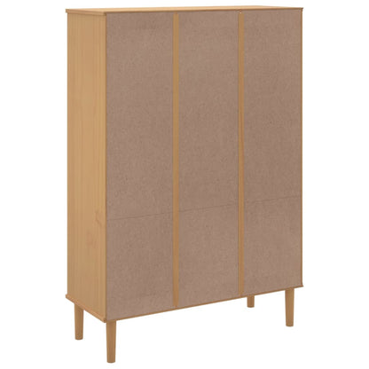 Bookcase "SENJA" Rattan Look Brown 90x35x130 cm Solid Wood Pine