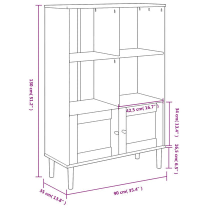 Bookcase "SENJA" Rattan Look Brown 90x35x130 cm Solid Wood Pine