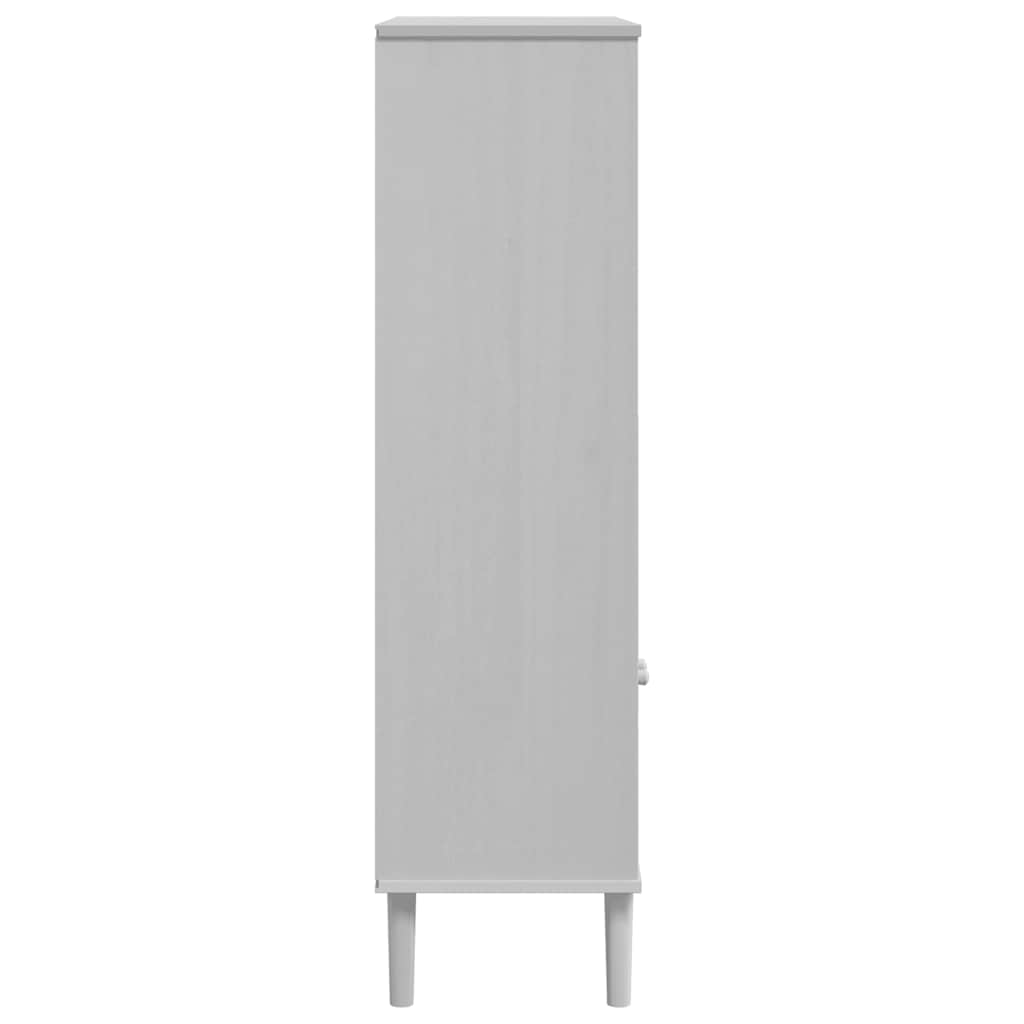 Bookcase "SENJA" Rattan Look White 90x35x130 cm Solid Wood Pine