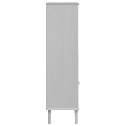 Bookcase "SENJA" Rattan Look White 90x35x130 cm Solid Wood Pine