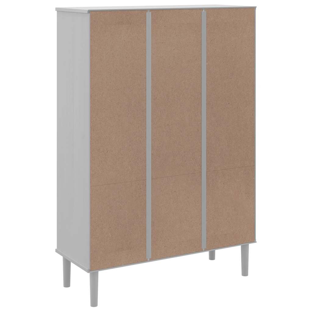 Bookcase "SENJA" Rattan Look White 90x35x130 cm Solid Wood Pine