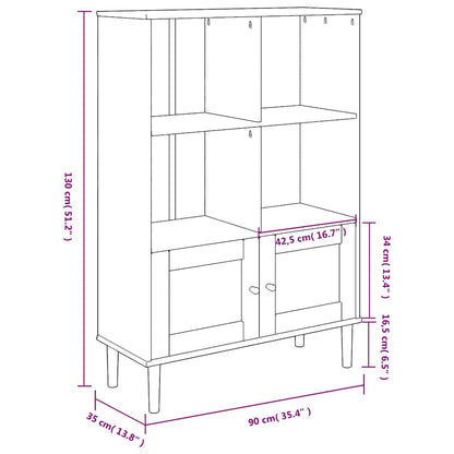 Bookcase "SENJA" Rattan Look White 90x35x130 cm Solid Wood Pine