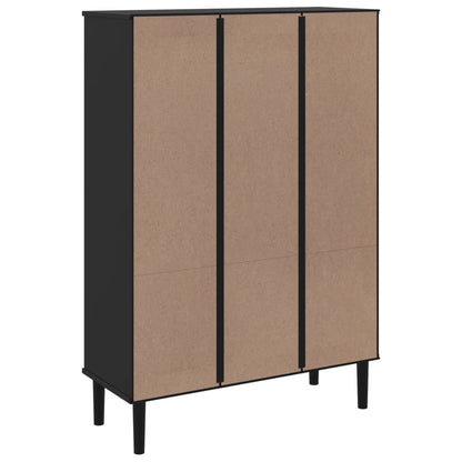 Bookcase "SENJA" Rattan Look Black 90x35x130 cm Solid Wood Pine
