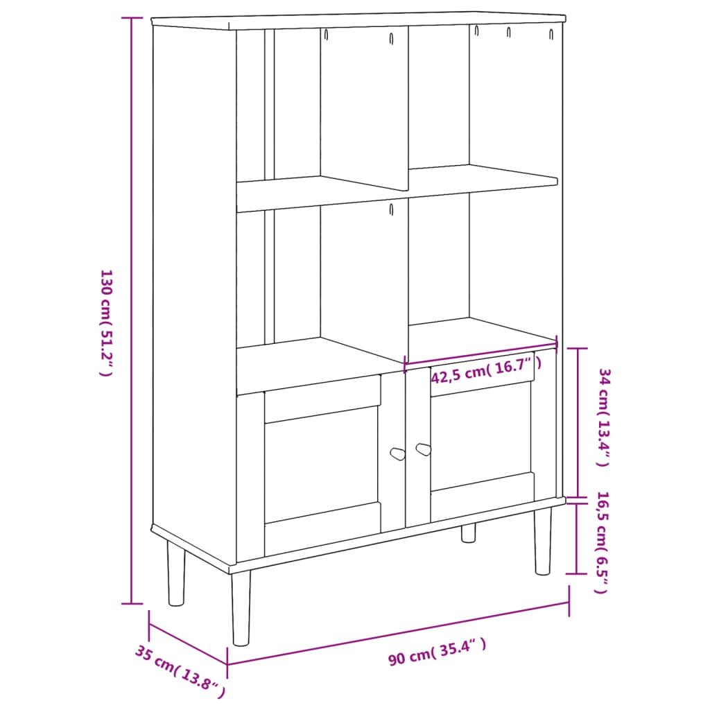 Bookcase "SENJA" Rattan Look Black 90x35x130 cm Solid Wood Pine