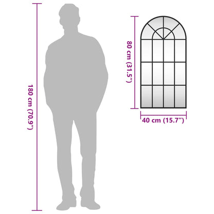 Wall Mirror Black 40x80 cm Arch Iron