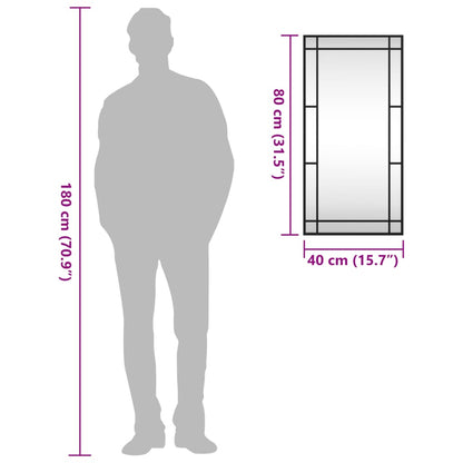 Wall Mirror Black 40x80 cm Rectangle Iron