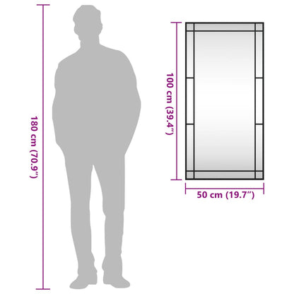 Wall Mirror Black 50x100 cm Rectangle Iron