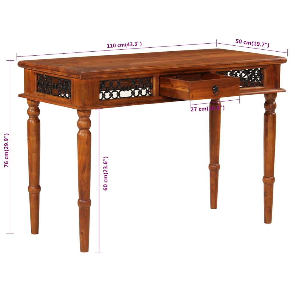Desk with Drawer 110x50x76 cm Solid Wood Acacia