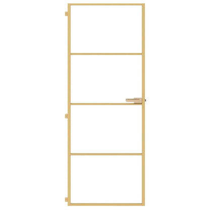 Interior Door Slim Golden 76x201.5 cm Tempered Glass and Aluminium