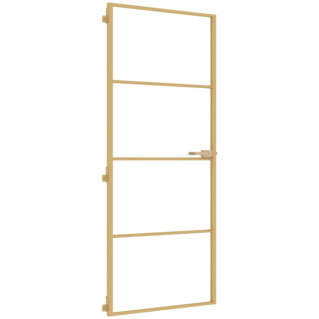 Interior Door Slim Golden 83x201,5 cm Tempered Glass and Aluminium