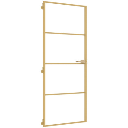 Interior Door Slim Golden 83x201,5 cm Tempered Glass and Aluminium