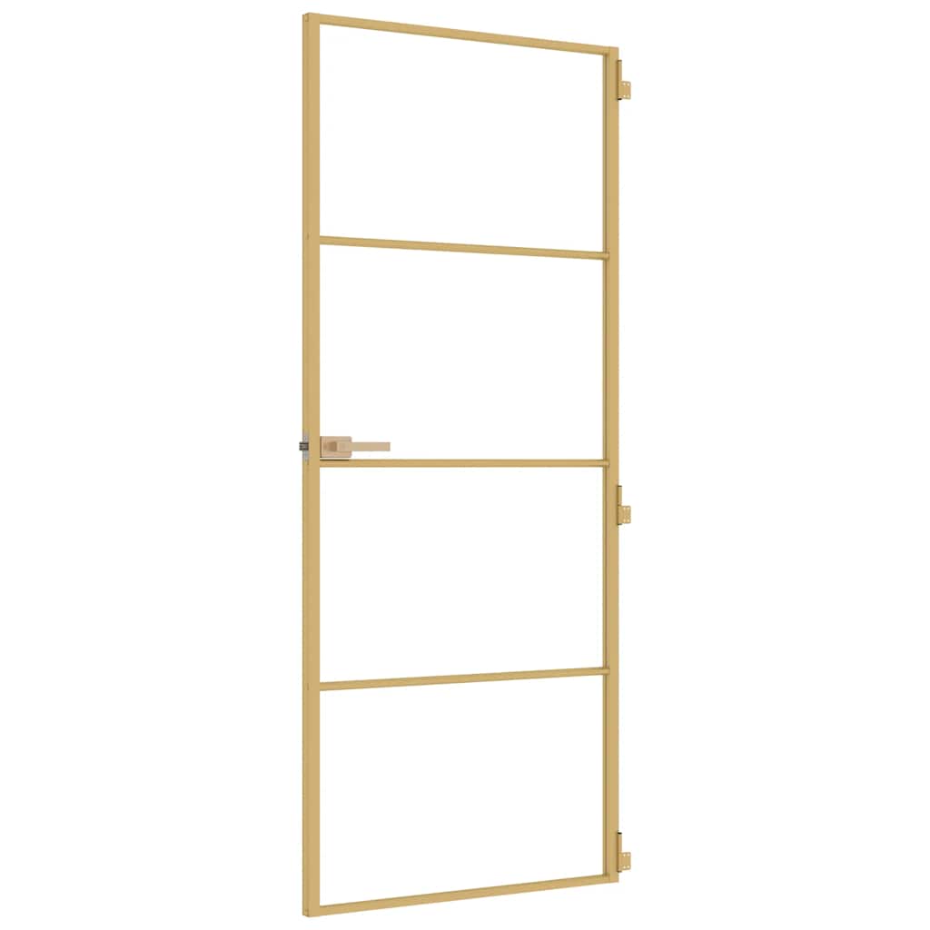 Interior Door Slim Golden 83x201,5 cm Tempered Glass and Aluminium