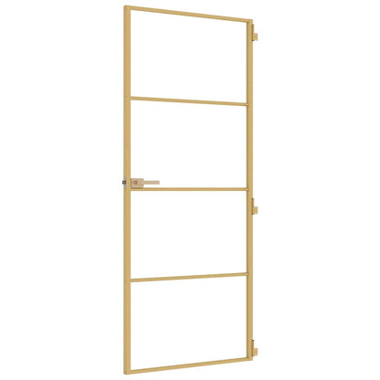 Interior Door Slim Golden 83x201,5 cm Tempered Glass and Aluminium