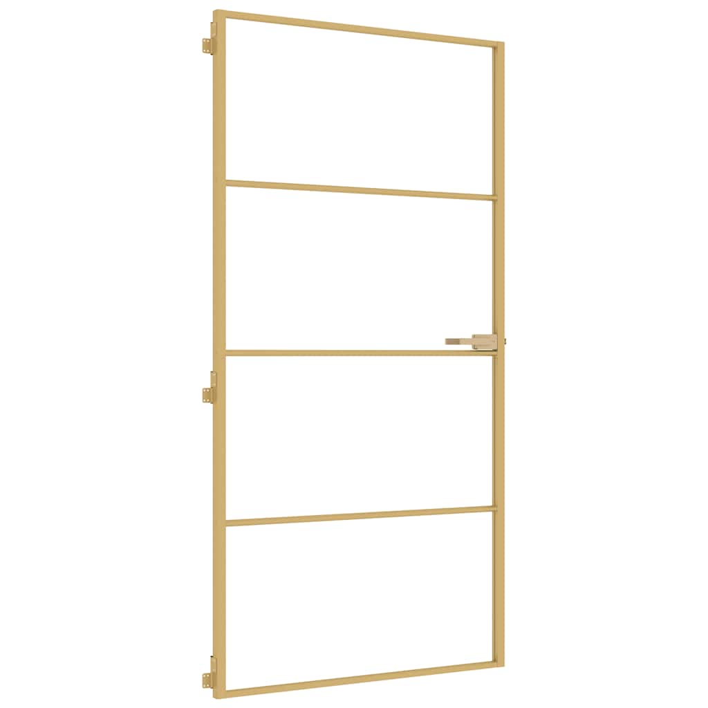 Interior Door Slim Golden 102,5x201,5 cm Tempered Glass and Aluminium