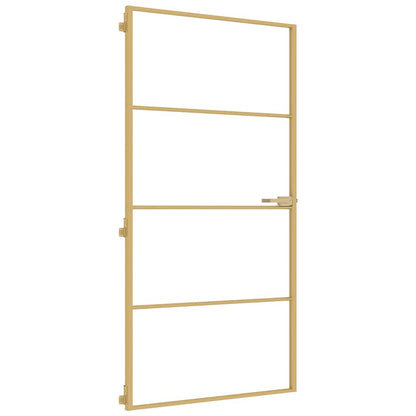 Interior Door Slim Golden 102,5x201,5 cm Tempered Glass and Aluminium