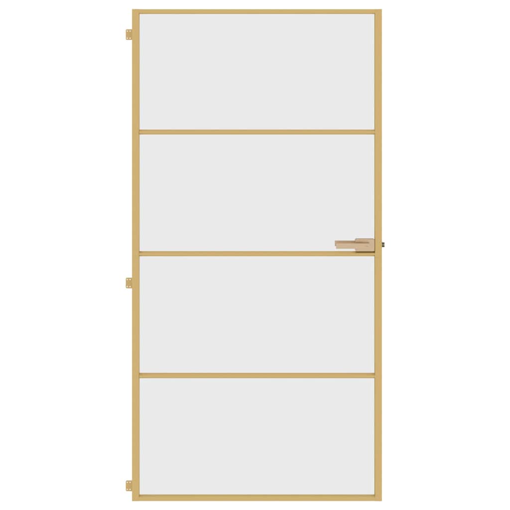 Interior Door Slim Golden 102.5x201.5 cm Tempered Glass and Aluminium