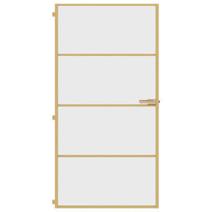 Interior Door Slim Golden 102.5x201.5 cm Tempered Glass and Aluminium