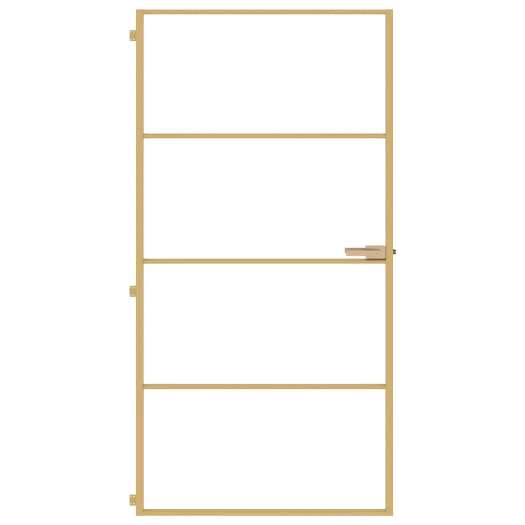 Interior Door Slim Golden 102,5x201,5 cm Tempered Glass and Aluminium