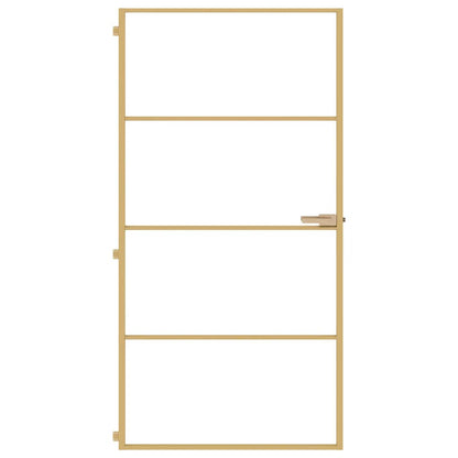 Interior Door Slim Golden 102,5x201,5 cm Tempered Glass and Aluminium