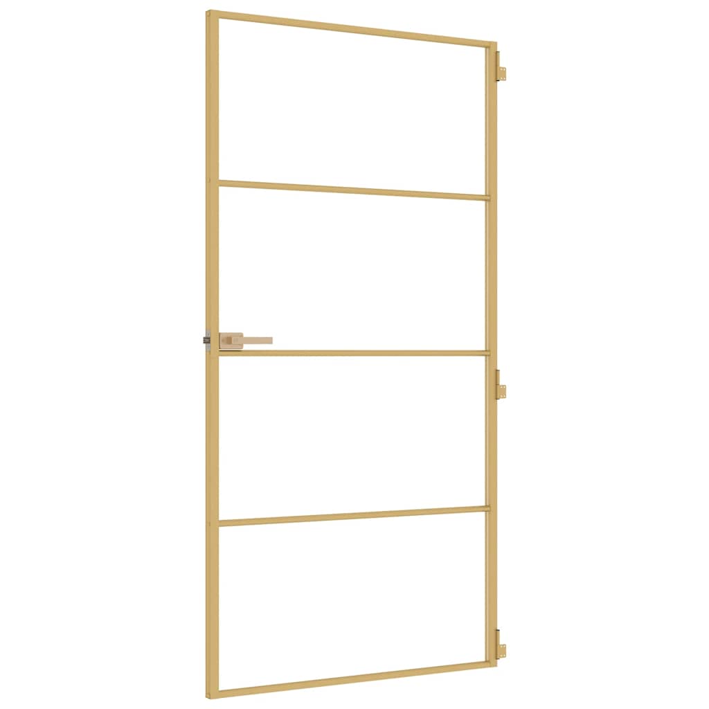 Interior Door Slim Golden 102.5x201.5 cm Tempered Glass and Aluminium